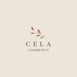 This is the logo for the company. The logo displayed show a sideways leaf that is light brown. Underneath the leaf the name Cela Cosmetics is displayed.